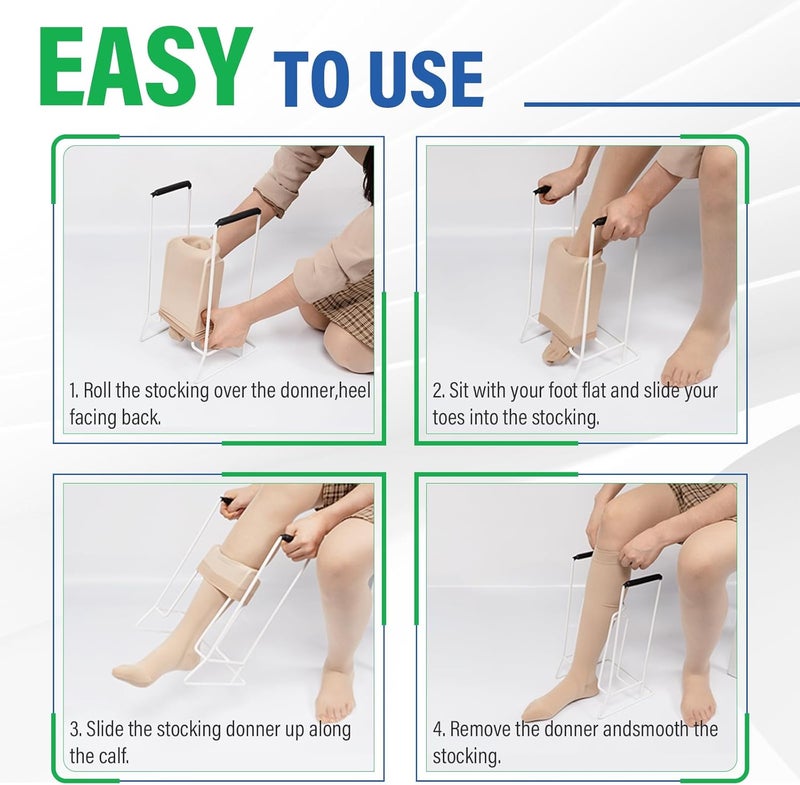 Hiumtree Stocking Donner Adaptive Dressing Aid for Putting on Compression Socks Large Sock Aid Tool for Calves up to 18-20 inches in Circumference Socks Helper - Image 4